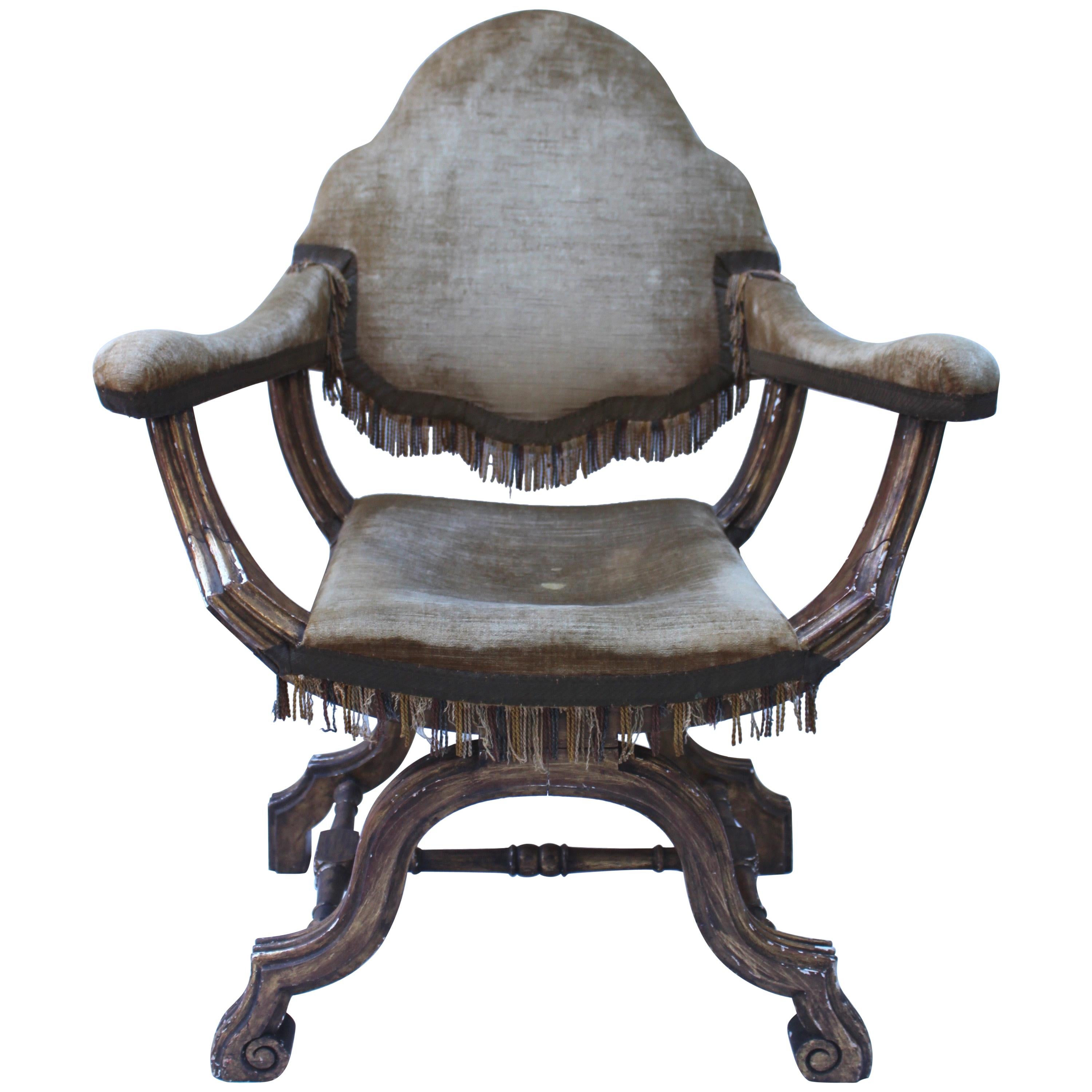 Antique Italian Savonarola Armchair