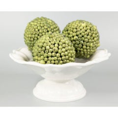 Antique Italian Scalloped White Ironstone Footed Bowl
