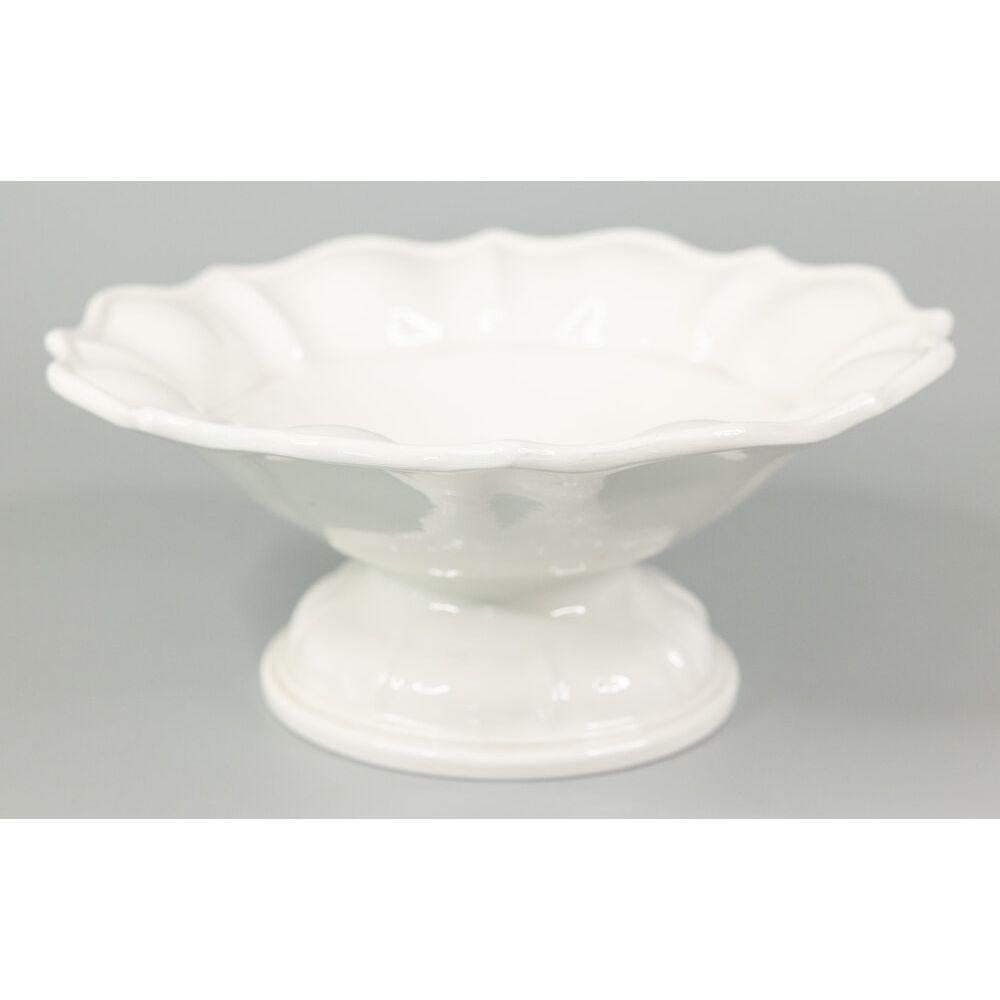 Antique Italian Scalloped White Ironstone Footed Bowl at 1stDibs
