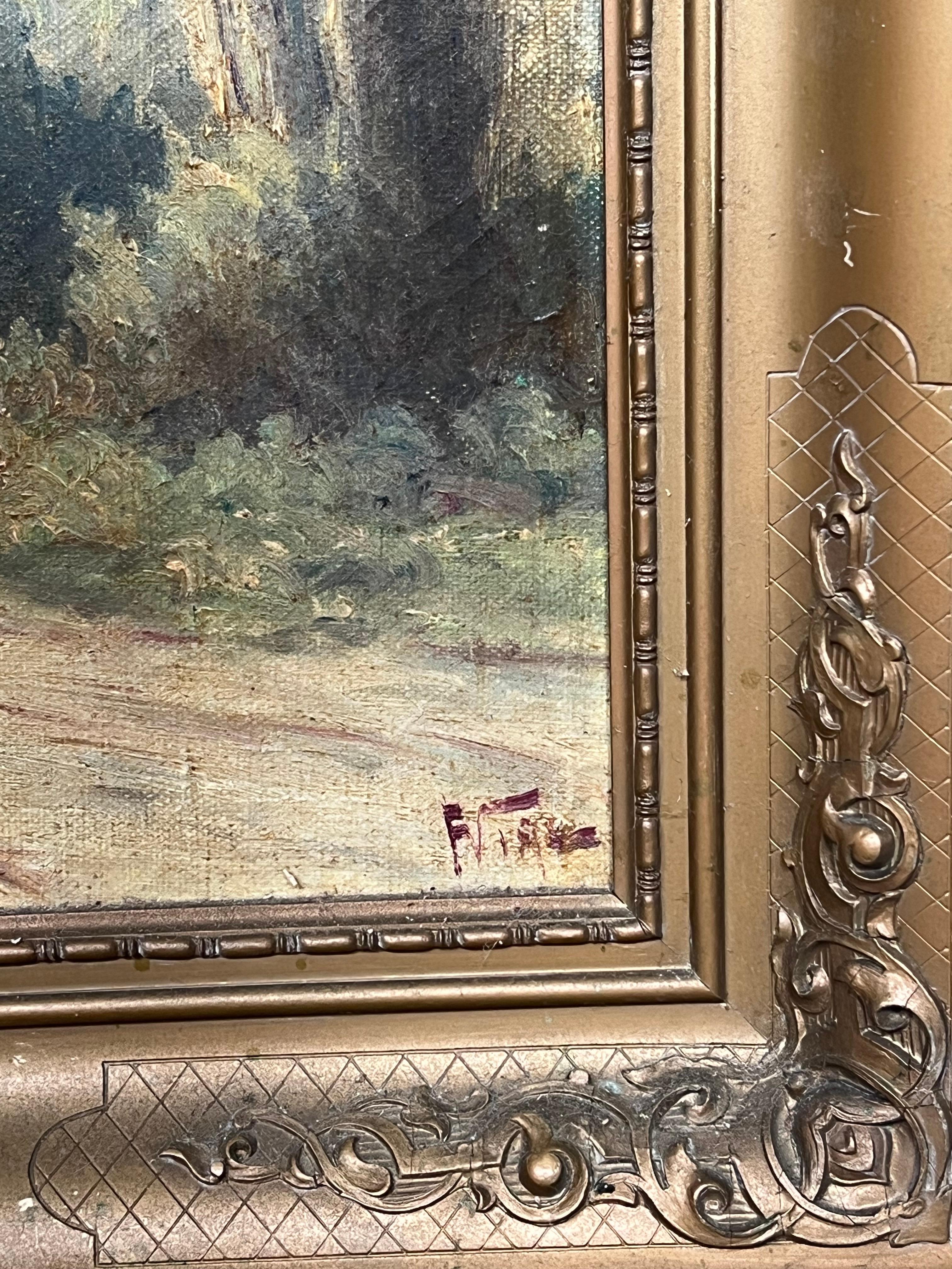 Peinture à l'huile italienne ancienne des Alpes italiennes montées sur des montagnes enneigées dans un paysage - École italienne Painting par Antique Italian School