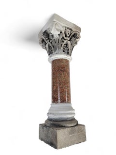 Antique Italian & Sculpture Stone Pedestals from Roman Church Altar - Pair
