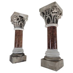 Antique Italian & Sculpture Stone Pedestals from Roman Church Altar - Pair