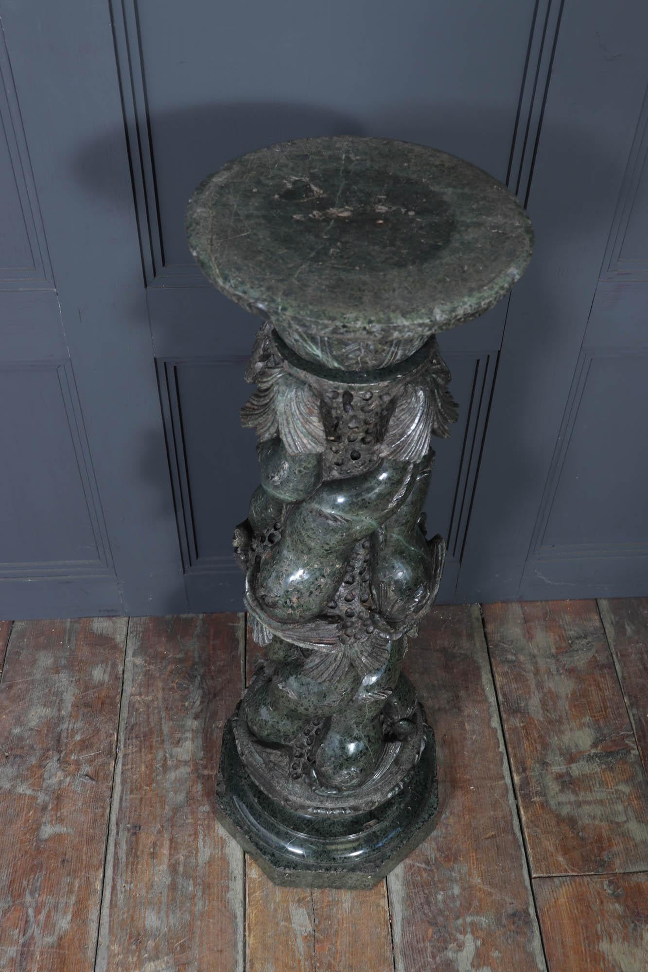 Antique Italian Serpentine Marble Pedestal For Sale 6
