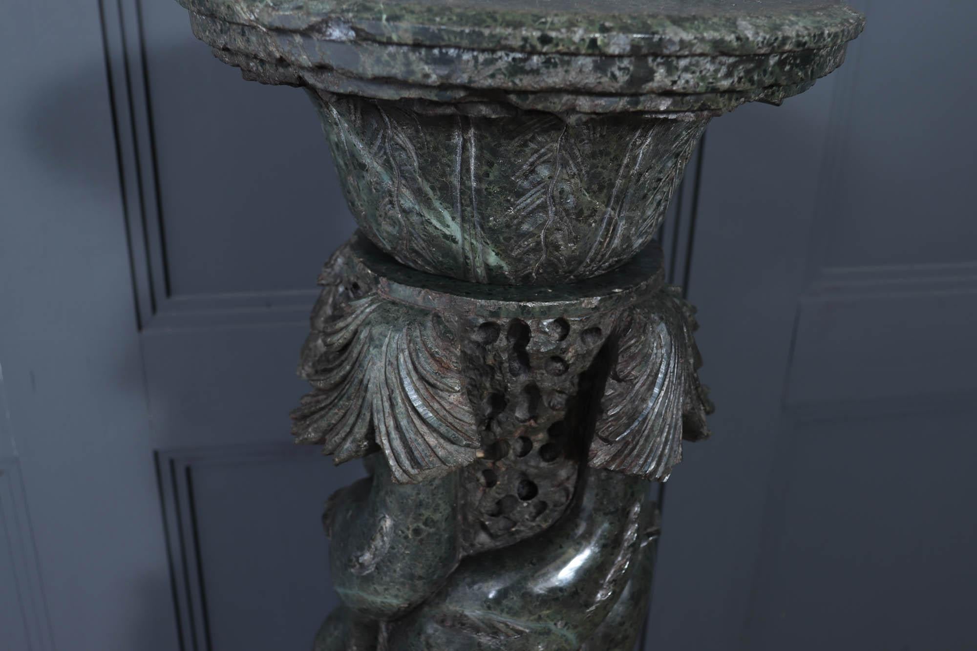 Antique Italian Serpentine Marble Pedestal For Sale 7