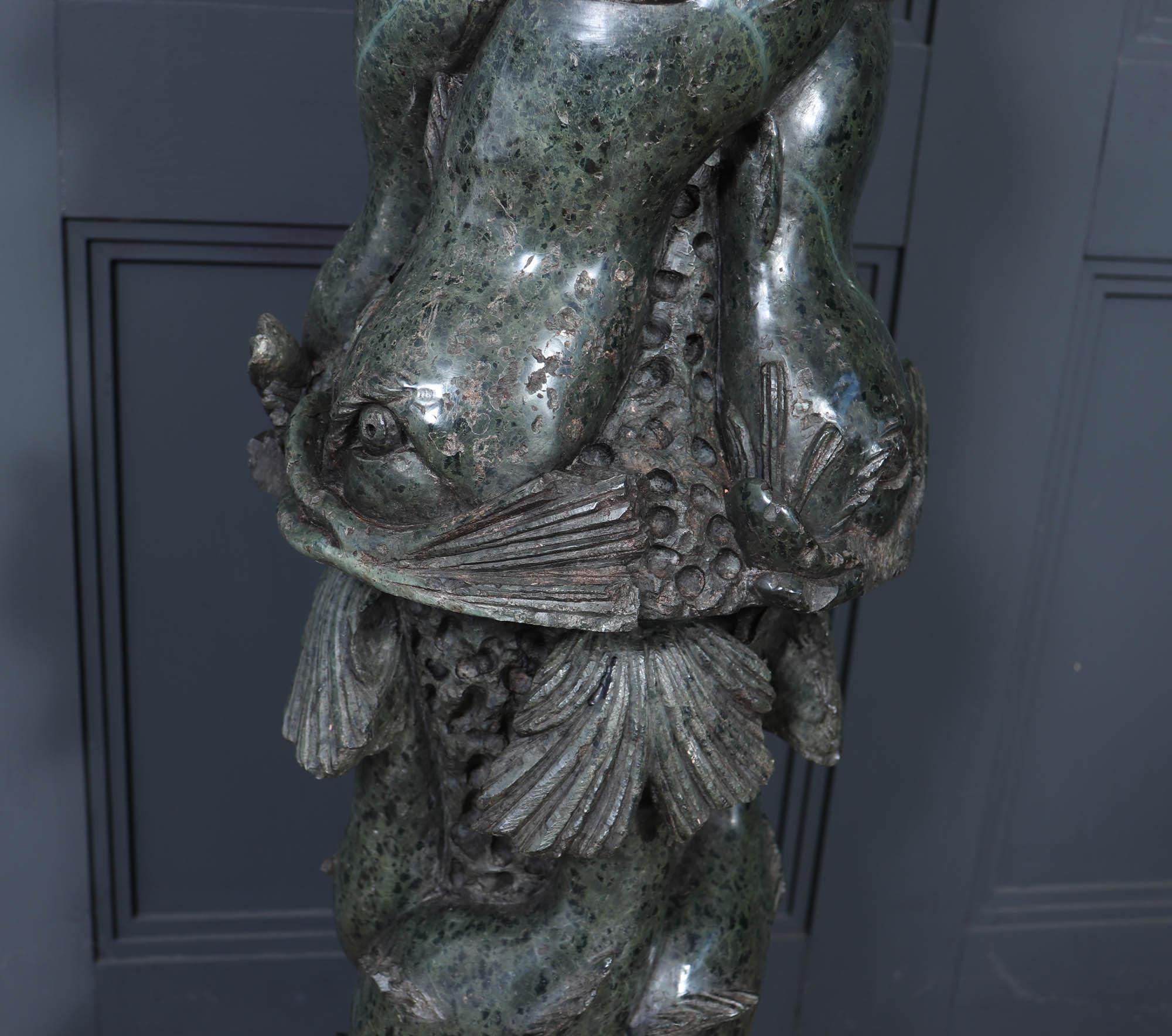 Antique Italian Serpentine Marble Pedestal For Sale 8