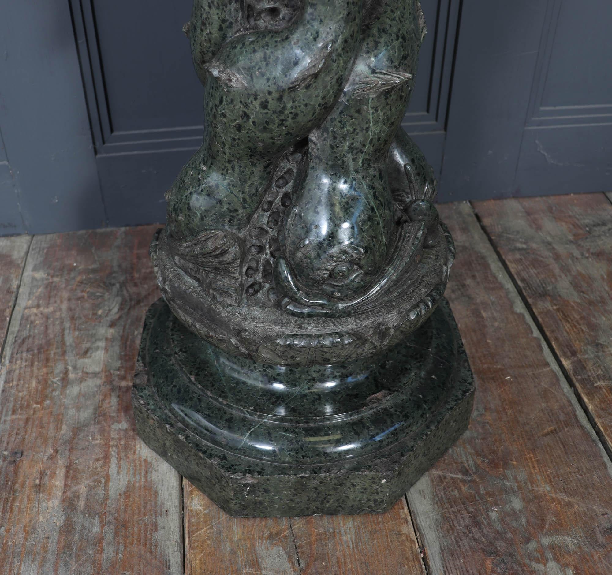Antique Italian Serpentine Marble Pedestal For Sale 9