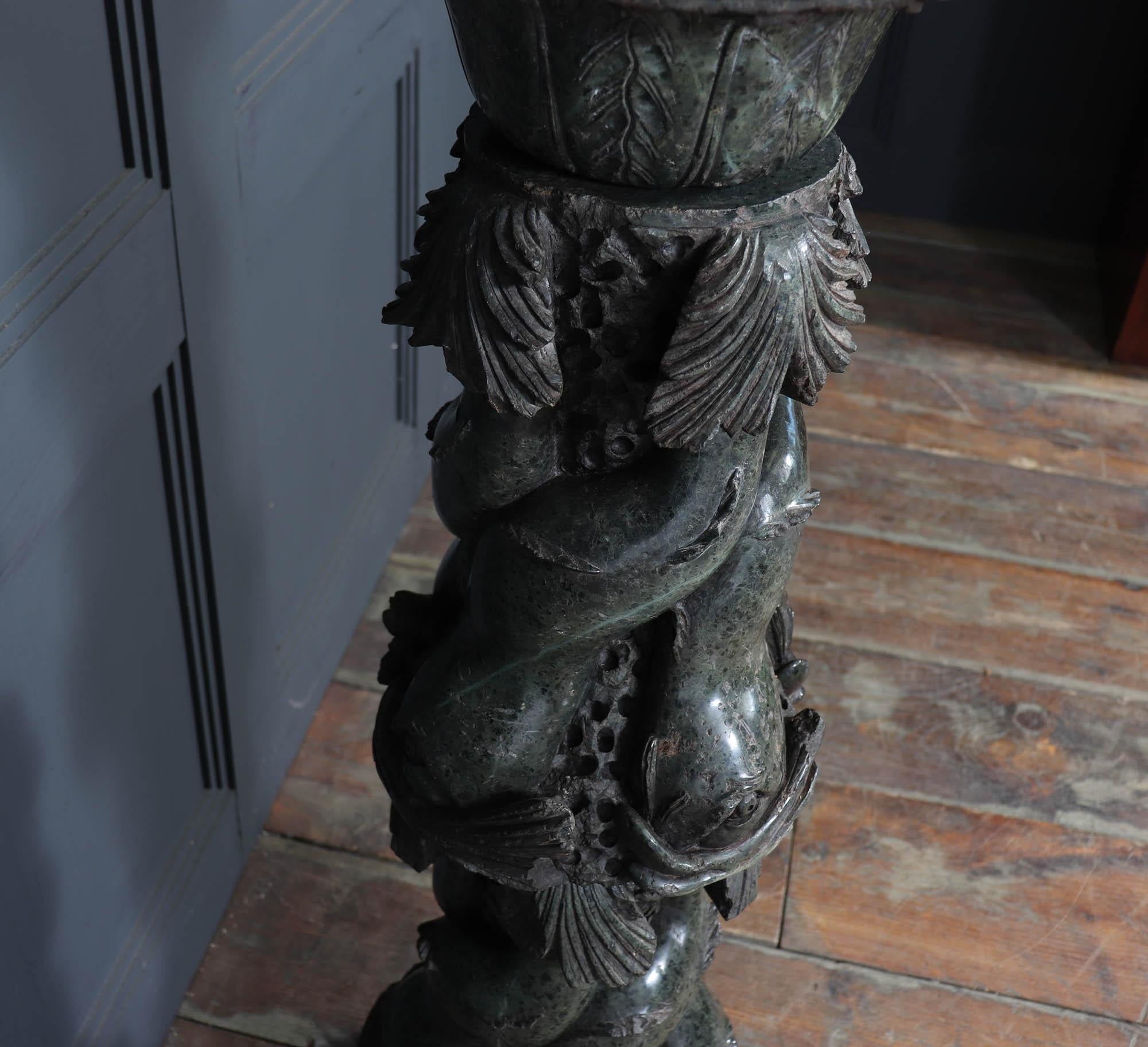 Antique Italian Serpentine Marble Pedestal For Sale 10