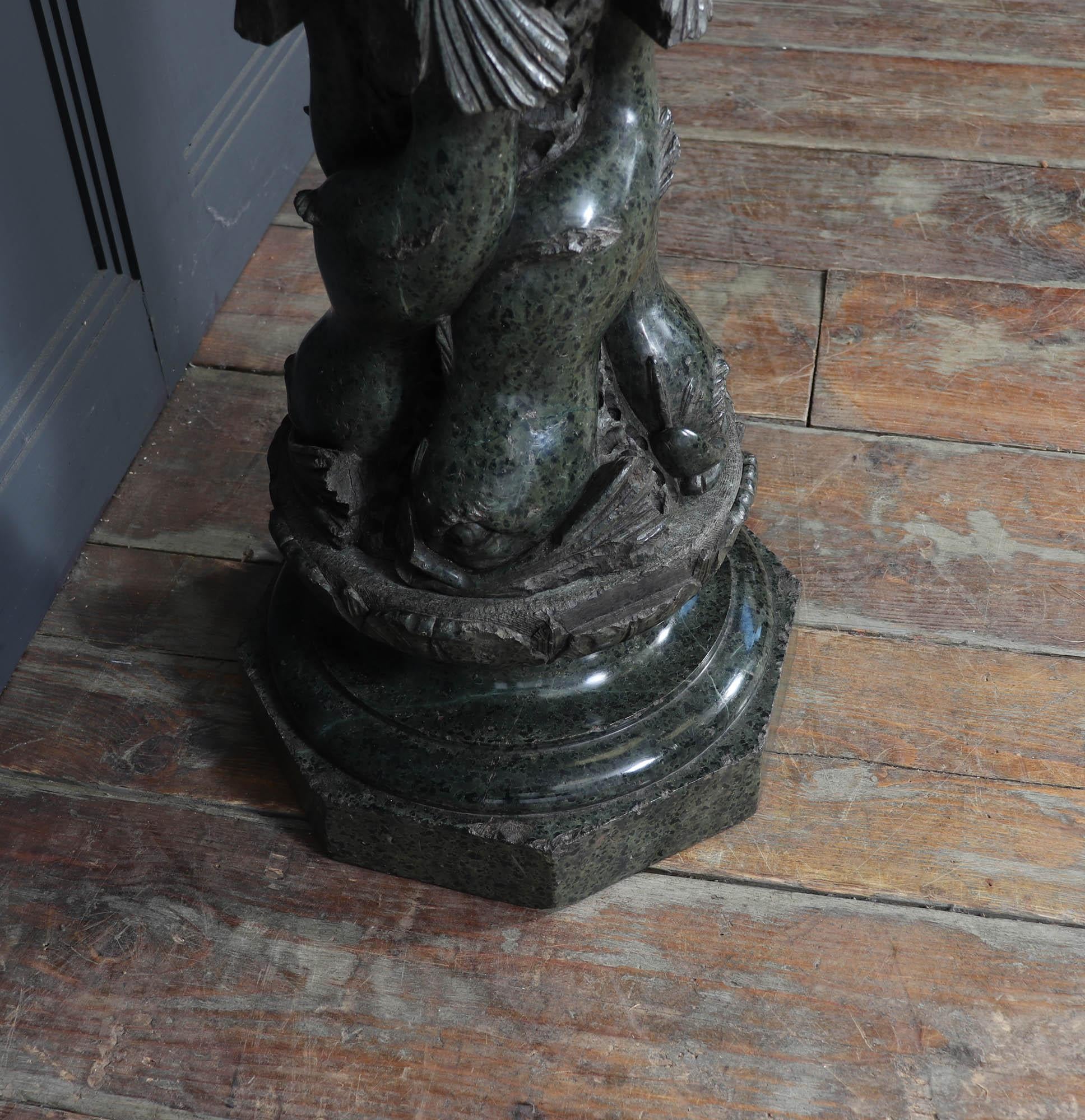 Antique Italian Serpentine Marble Pedestal For Sale 11