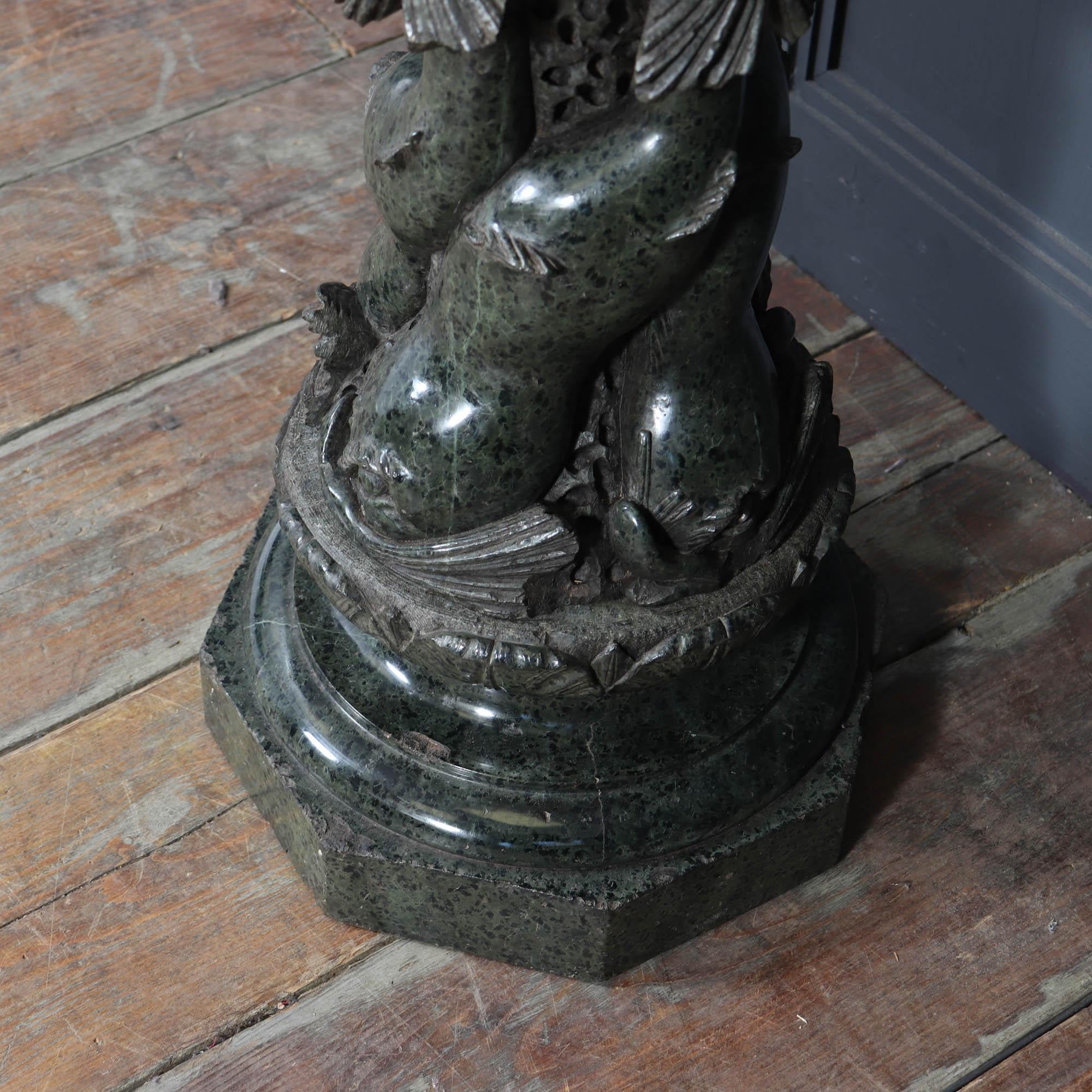 Antique Italian Serpentine Marble Pedestal For Sale 12