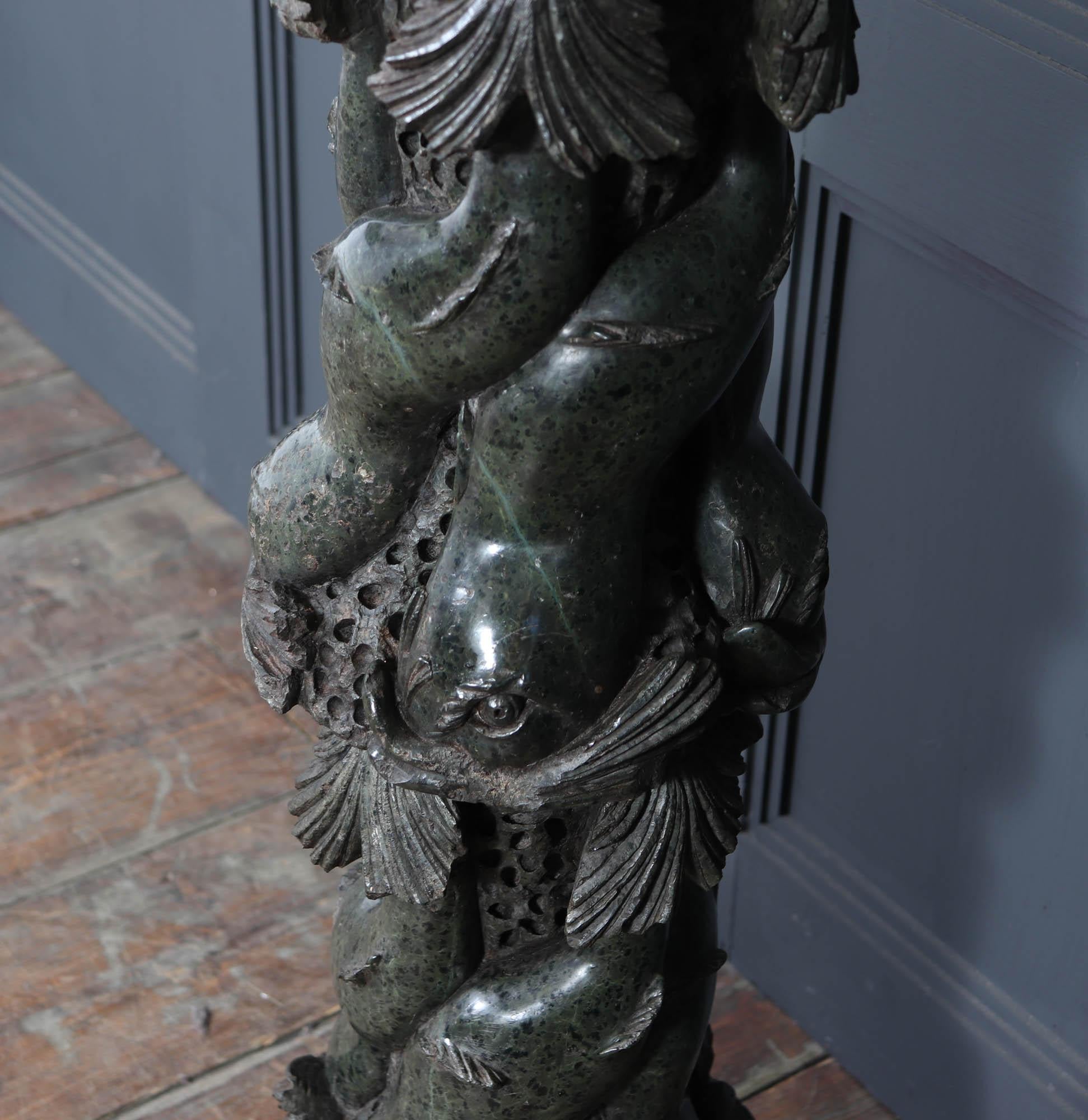Antique Italian Serpentine Marble Pedestal For Sale 13