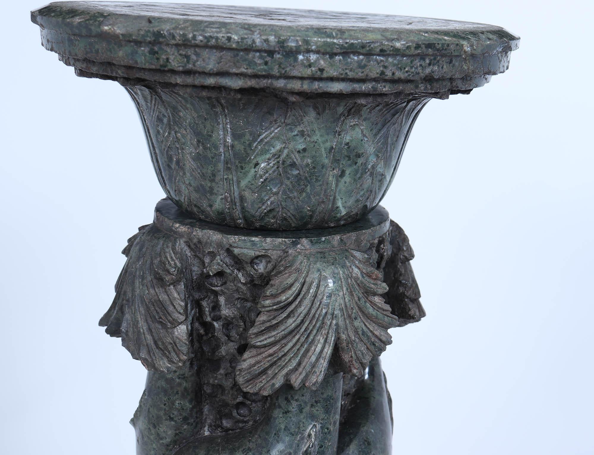 Antique Italian Serpentine Marble Pedestal For Sale 1