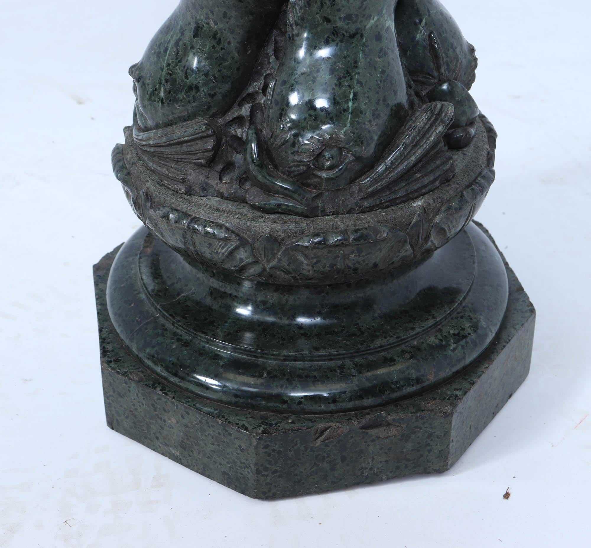 Antique Italian Serpentine Marble Pedestal For Sale 3