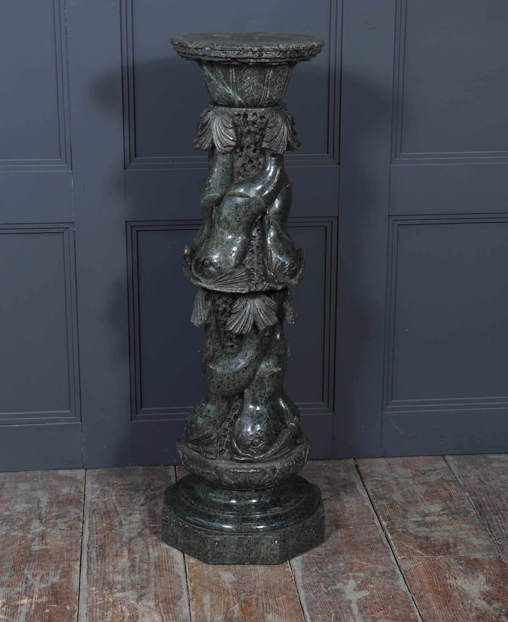 Antique Italian Serpentine Marble Pedestal For Sale 4