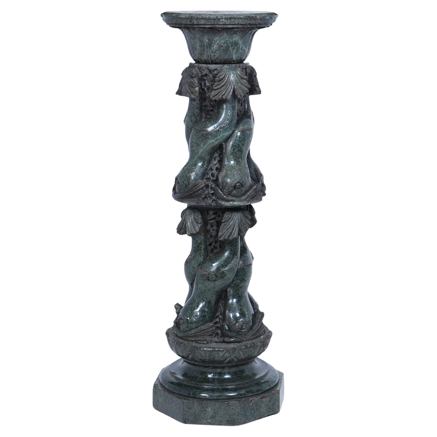 Pedestal de Mármol Serpentino Italiano Antiguo