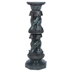 Antique Italian Serpentine Marble Pedestal