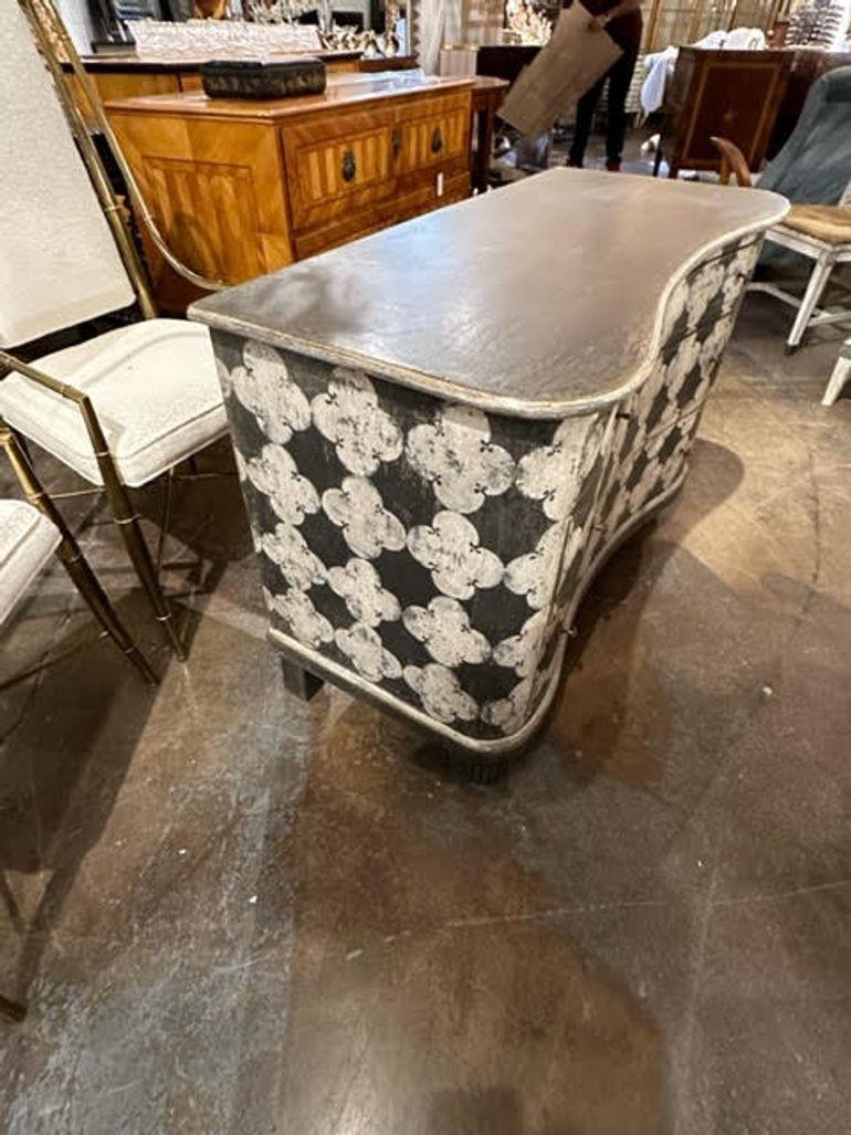 Antique Italian Shaped Front Black and White Chest For Sale 2