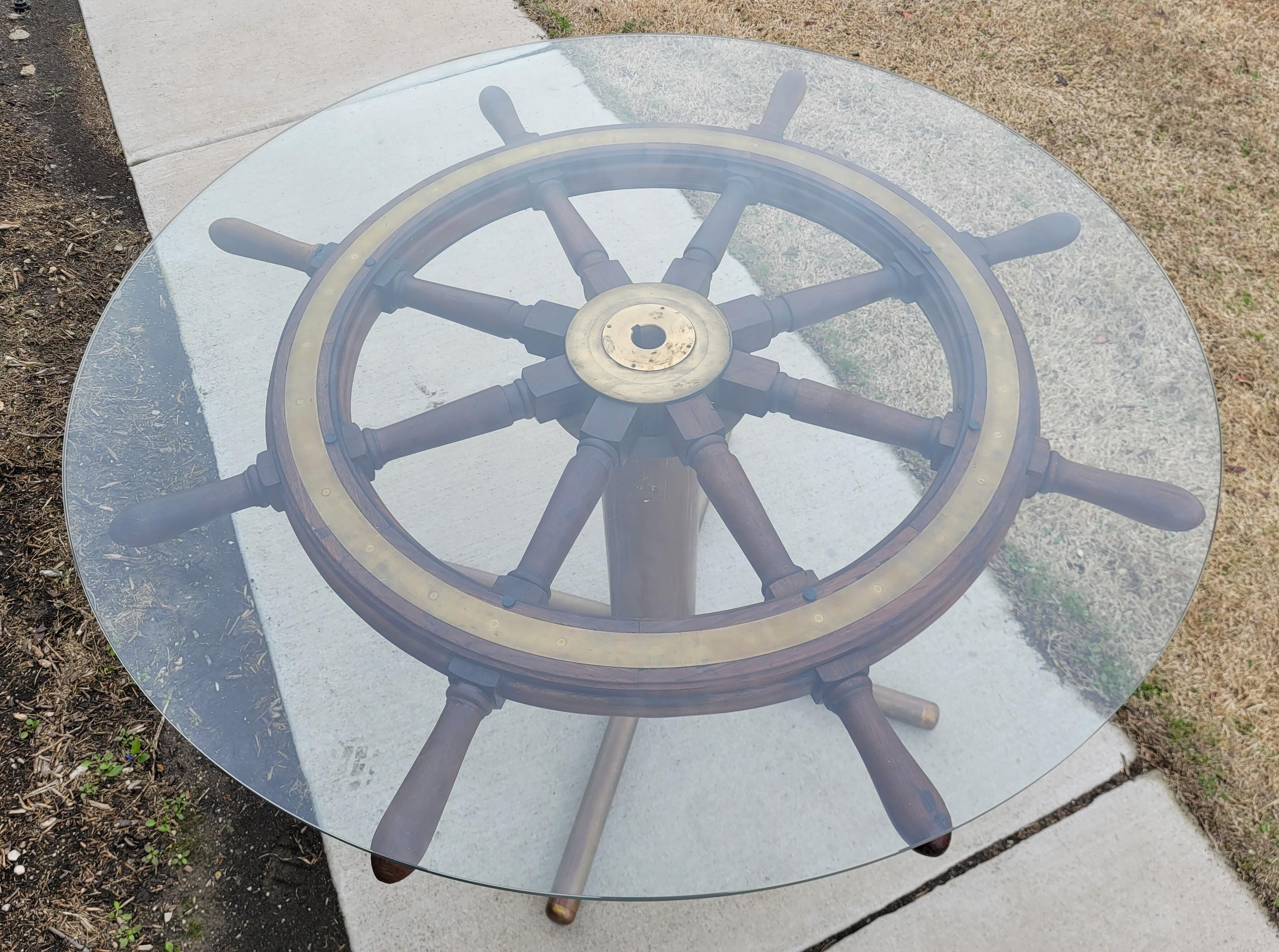 Antique Italian Ships Wheel Table, Helm From Giuseppe Verdi 6