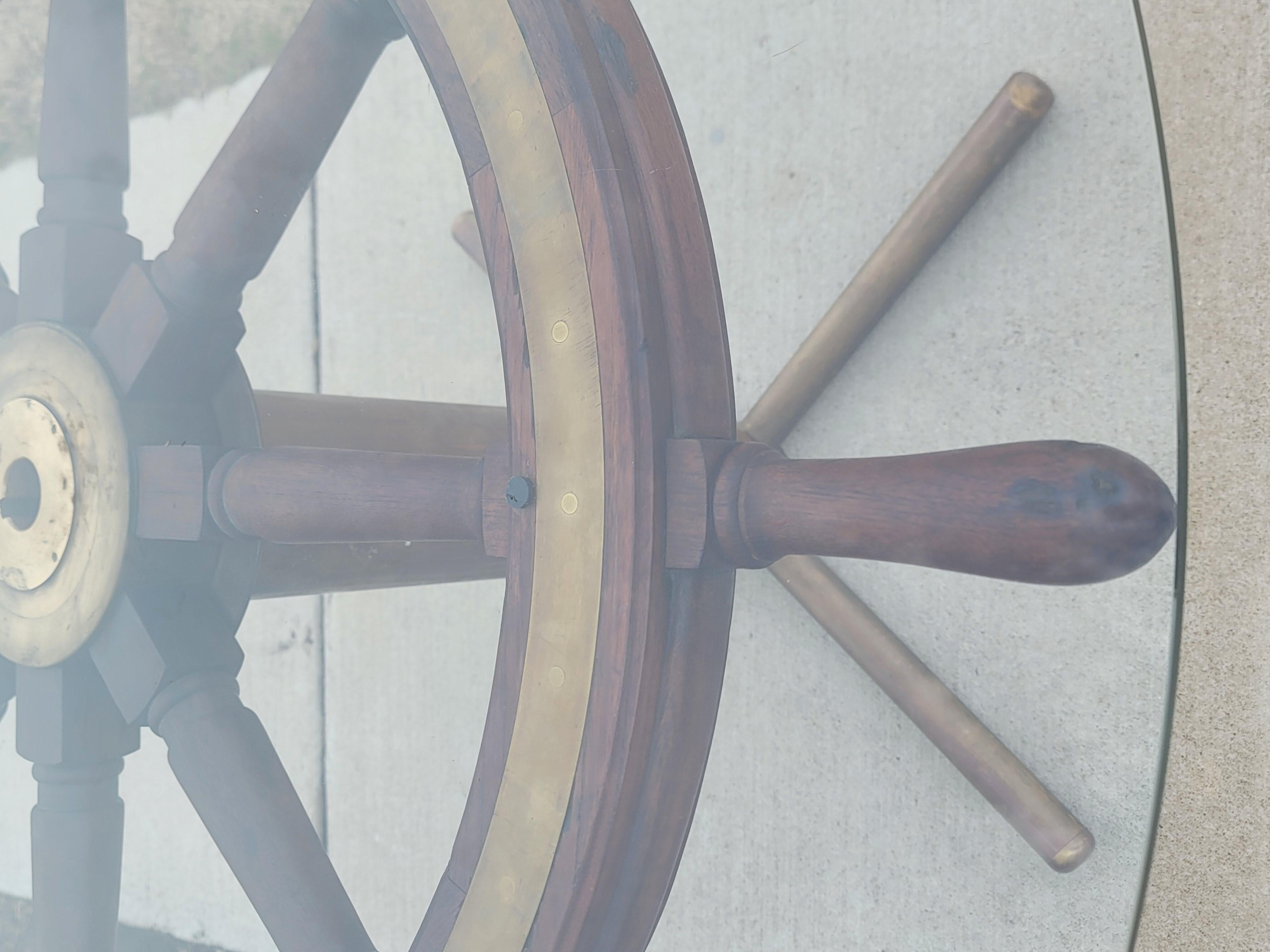 Antique Italian Ships Wheel Table, Helm From Giuseppe Verdi 7