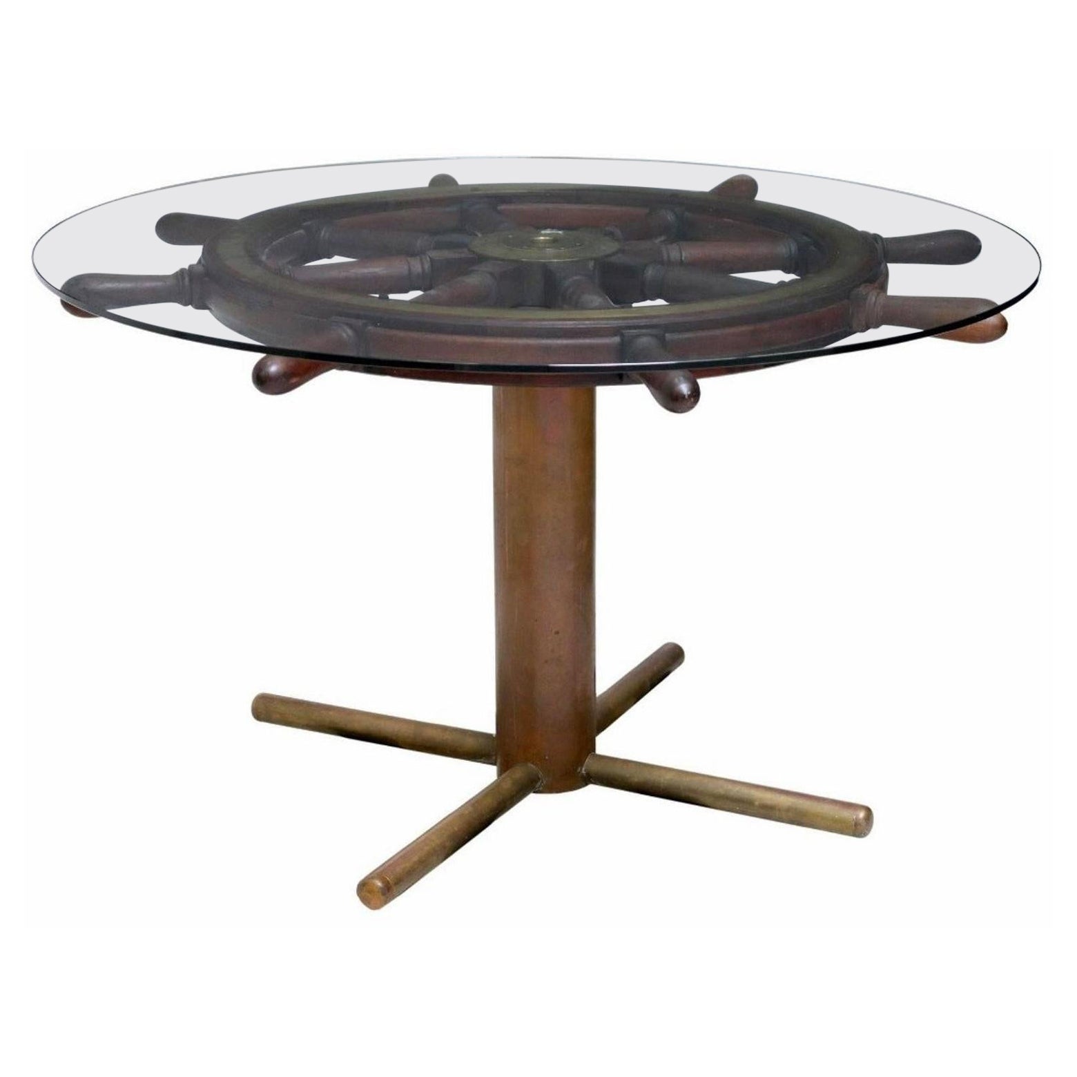Antique Italian Ships Wheel Table, Helm From Giuseppe Verdi