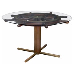 Antique Italian Ships Wheel Table, Helm From Giuseppe Verdi