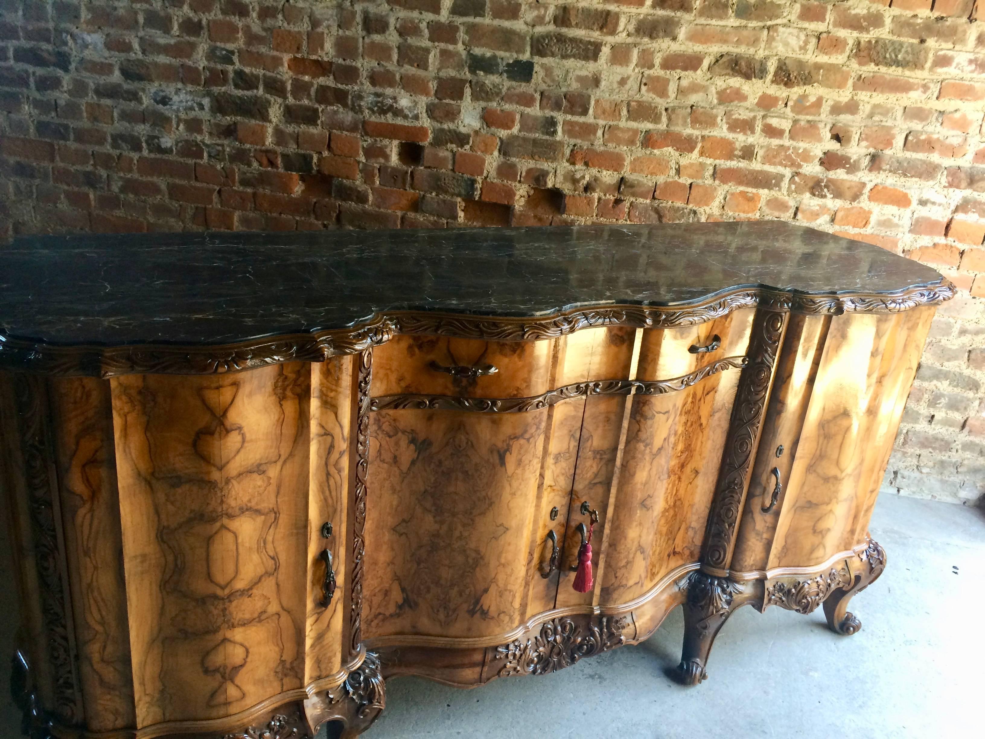  Antique Italian Sideboard Credenza Marble Walnut, 20th Century, Number 1 In Good Condition In Longdon, Tewkesbury