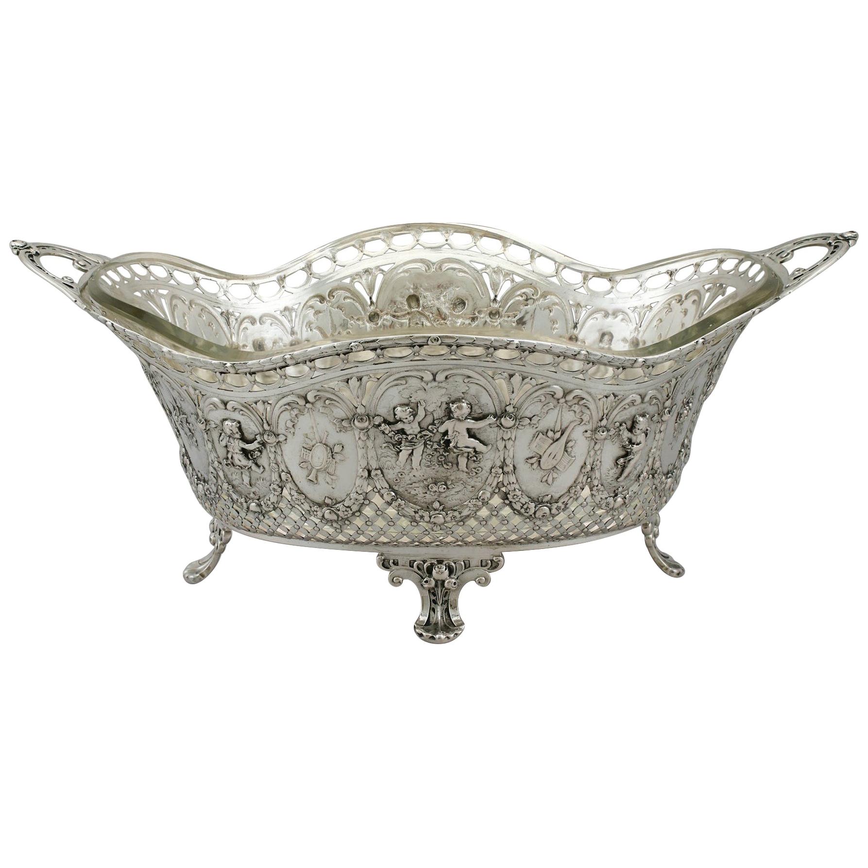 Antique Italian Silver and Glass Centrepiece or Basket