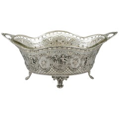 Antique Italian Silver and Glass Centrepiece or Basket Antique Italian Silver and Glass Centrepiece or Basket