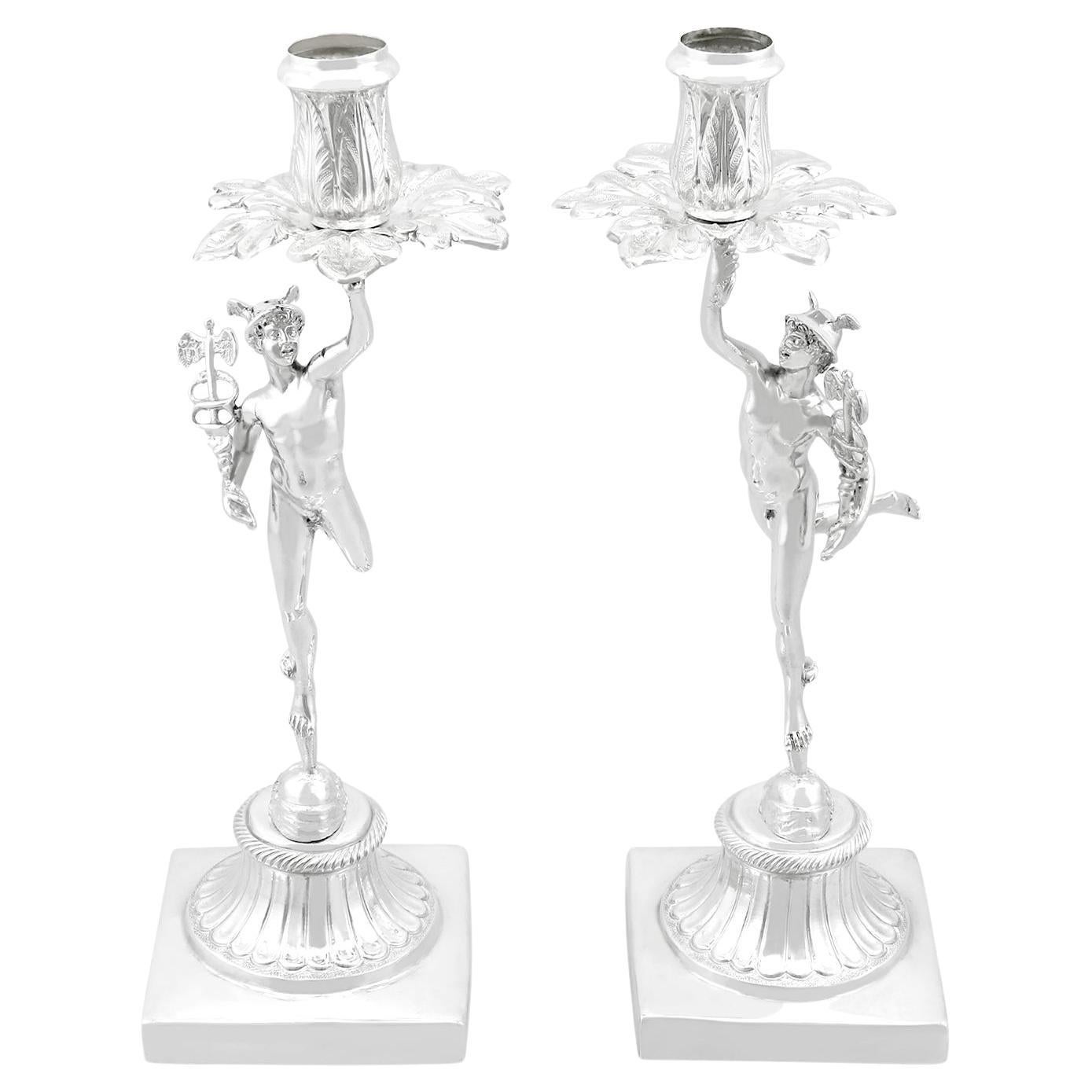 Antichi candelabri italiani in argento, circa 1750 in vendita