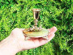 Antico candeliere italiano in argento dorato e marmo Circa 1935