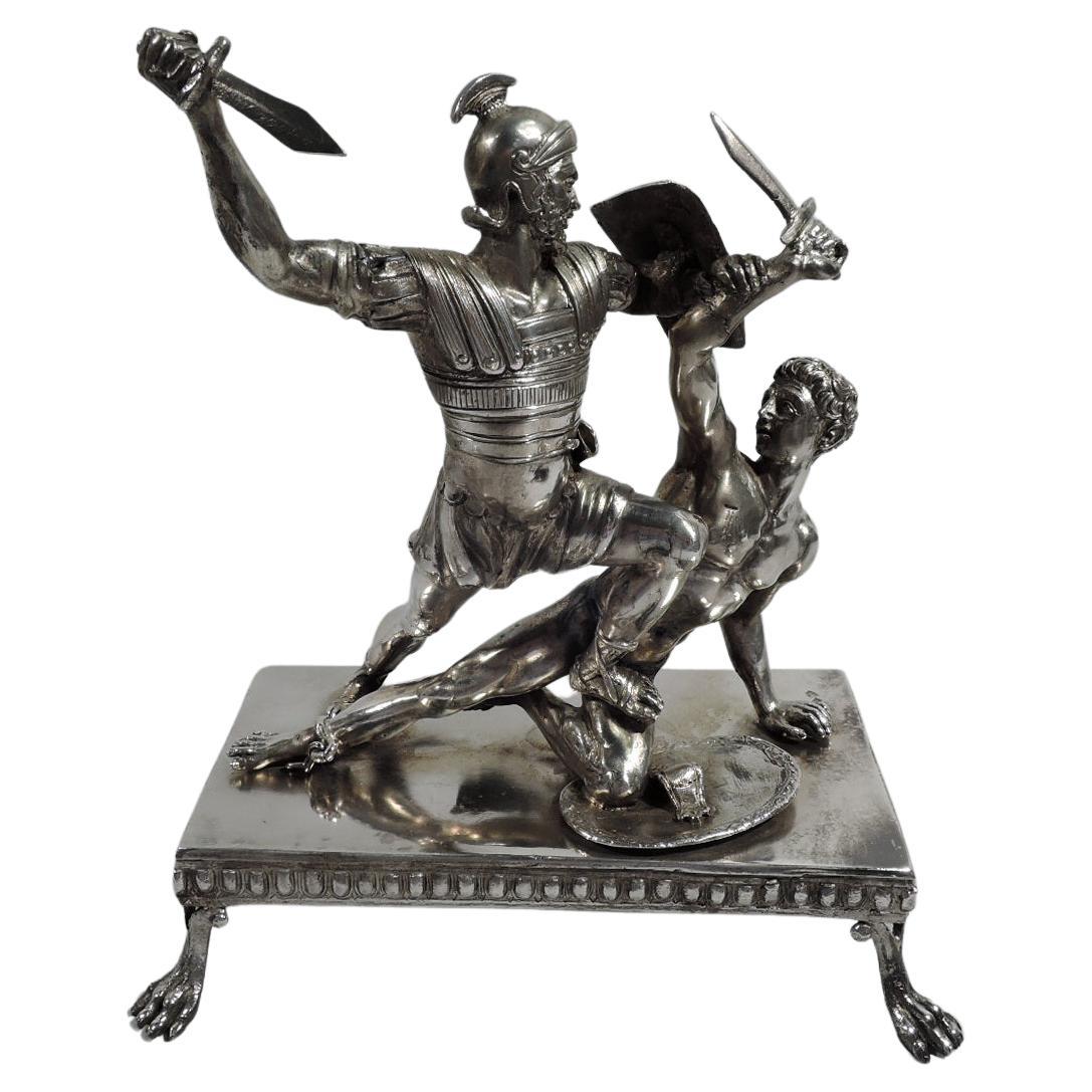 Antique Italian Silver Grand Tour Gladiator Group