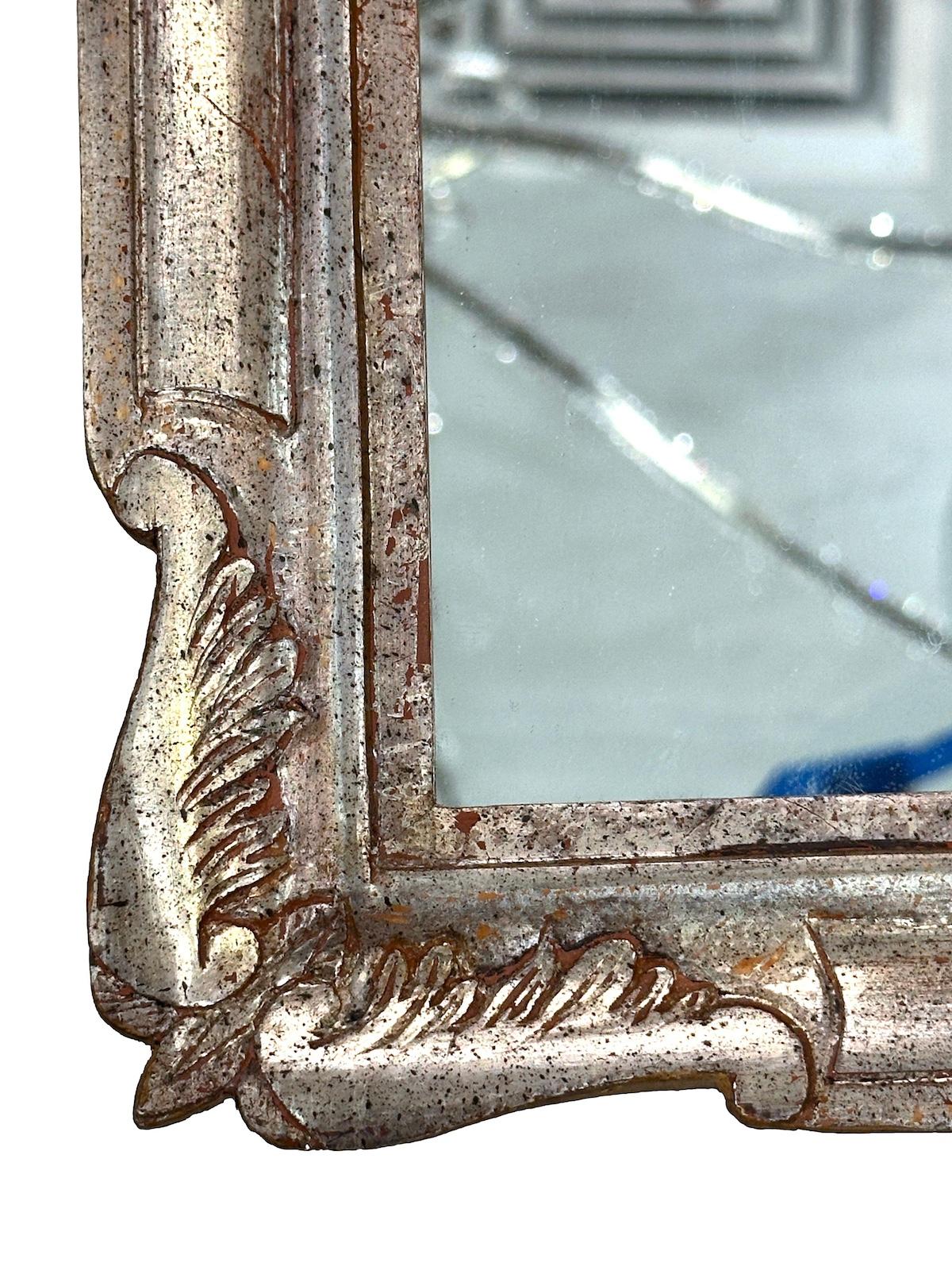 Antiguo Espejo Italiano Hoja de Plata principios del siglo XX