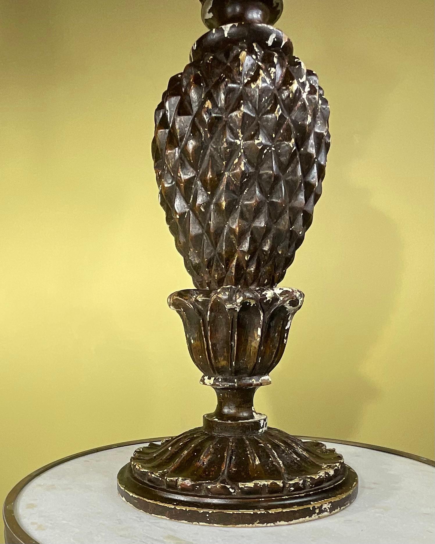 Hand-Carved Antique Italian Single Hand Carved Table Lamp  For Sale
