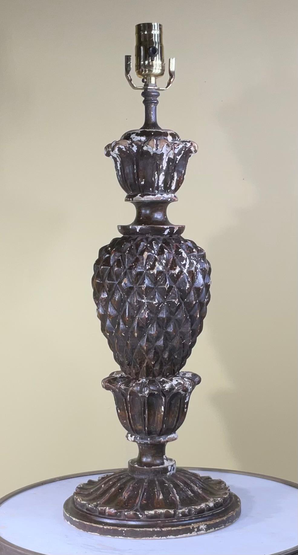 20th Century Antique Italian Single Hand Carved Table Lamp  For Sale