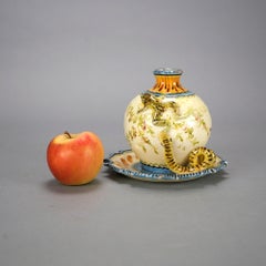 Antike italienische Vase aus weichem Porzellan Certosa Di Firenze mit Frosch und Schlange aus dem 19. Jahrhundert