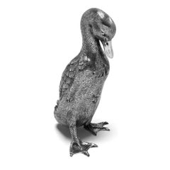 Antique Italian Solid Silver Model Duck Figurine Bird Statue c. 1920 A. de Luca