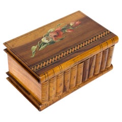 Antique Italian Sorrento Ware Olive Wood Casket 20th Century