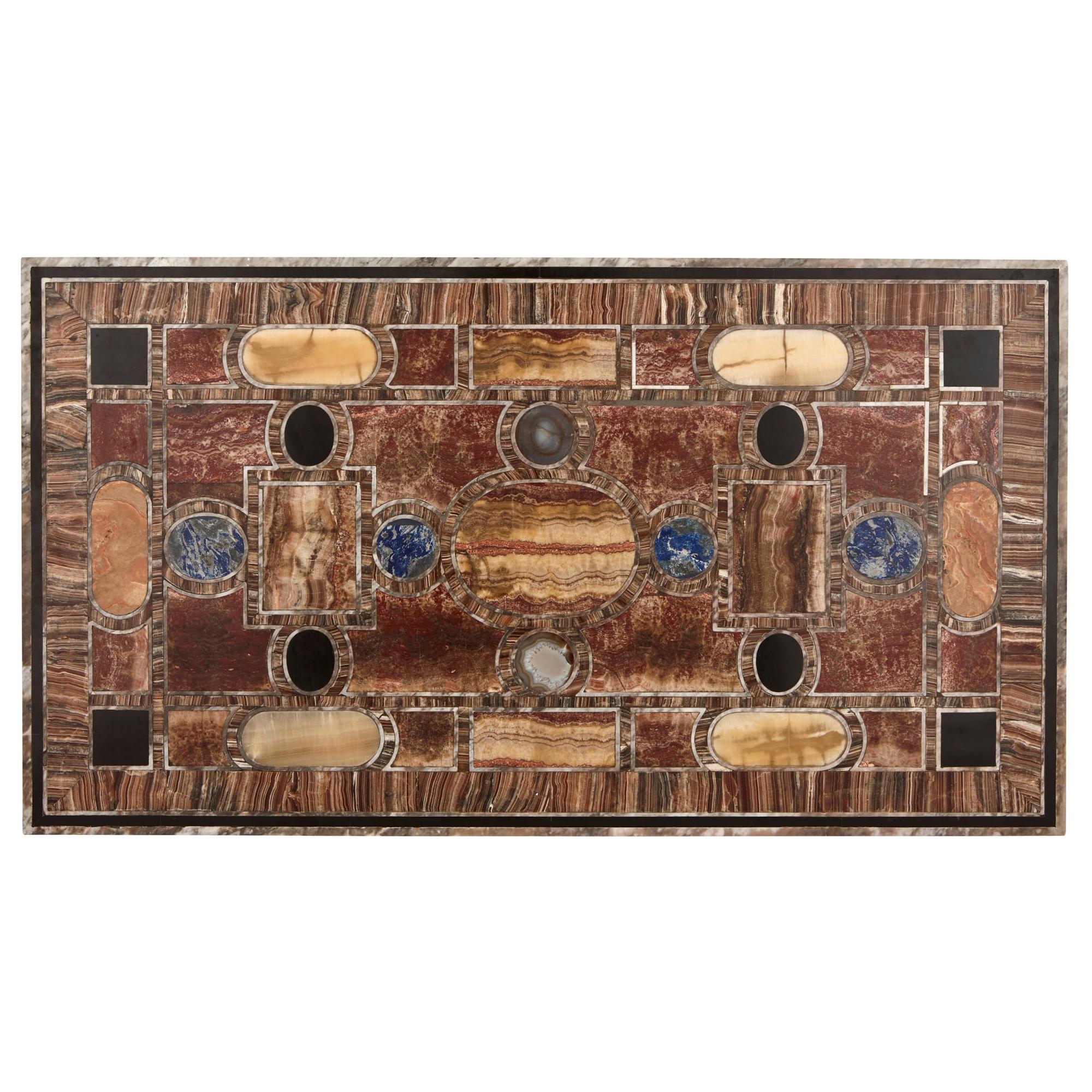 Antike italienische Marmor-Tischplatte mit Muster