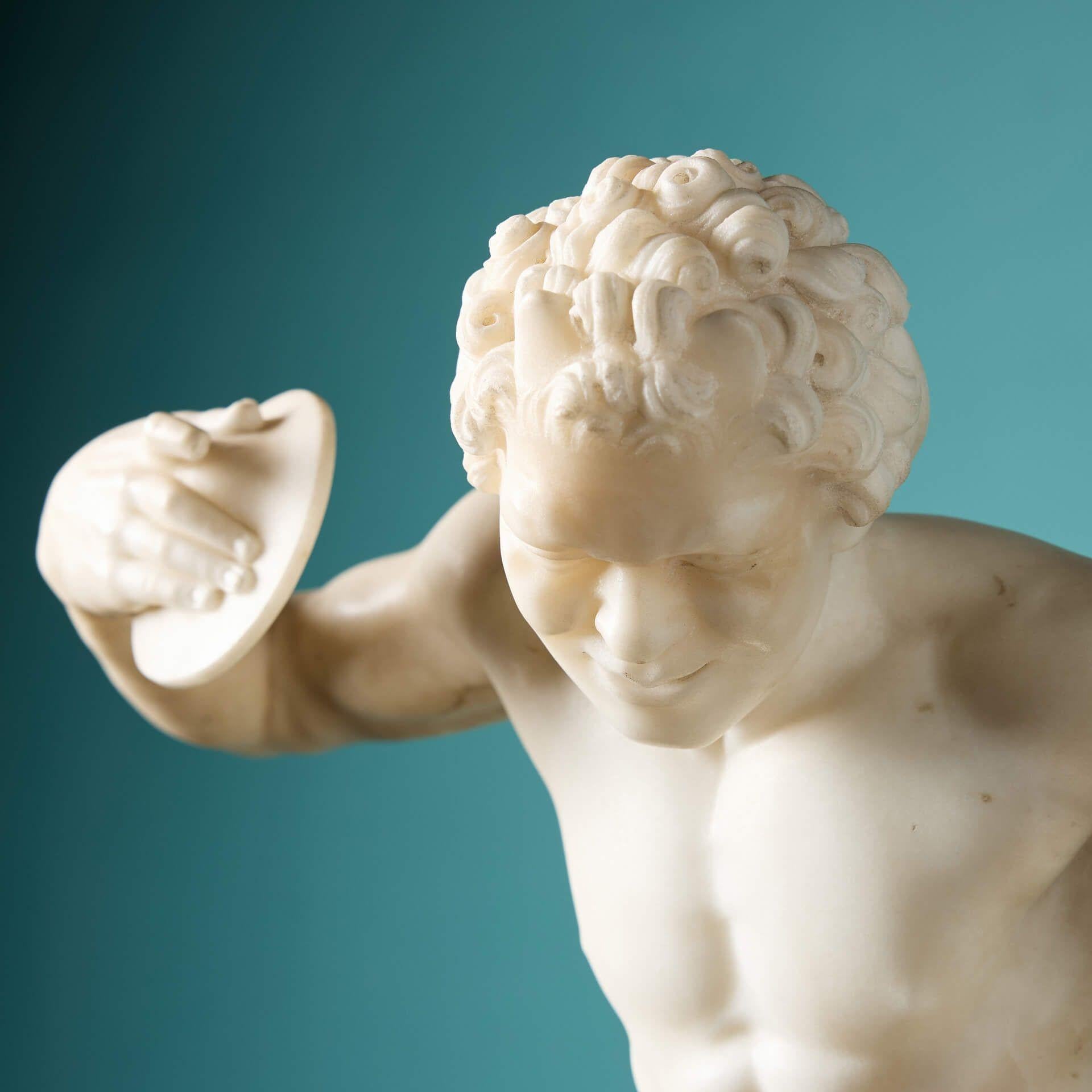 Antigua Escultura Estatuaria Italiana de Mármol de Fauno Bailarín Grand Tour en venta