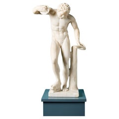 Antigua Escultura Estatuaria Italiana de Mármol de Fauno Bailarín