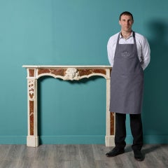 Antiker italienischer Kaminsims aus Bildhauer- und rotem Jaspismarmor, um 1760