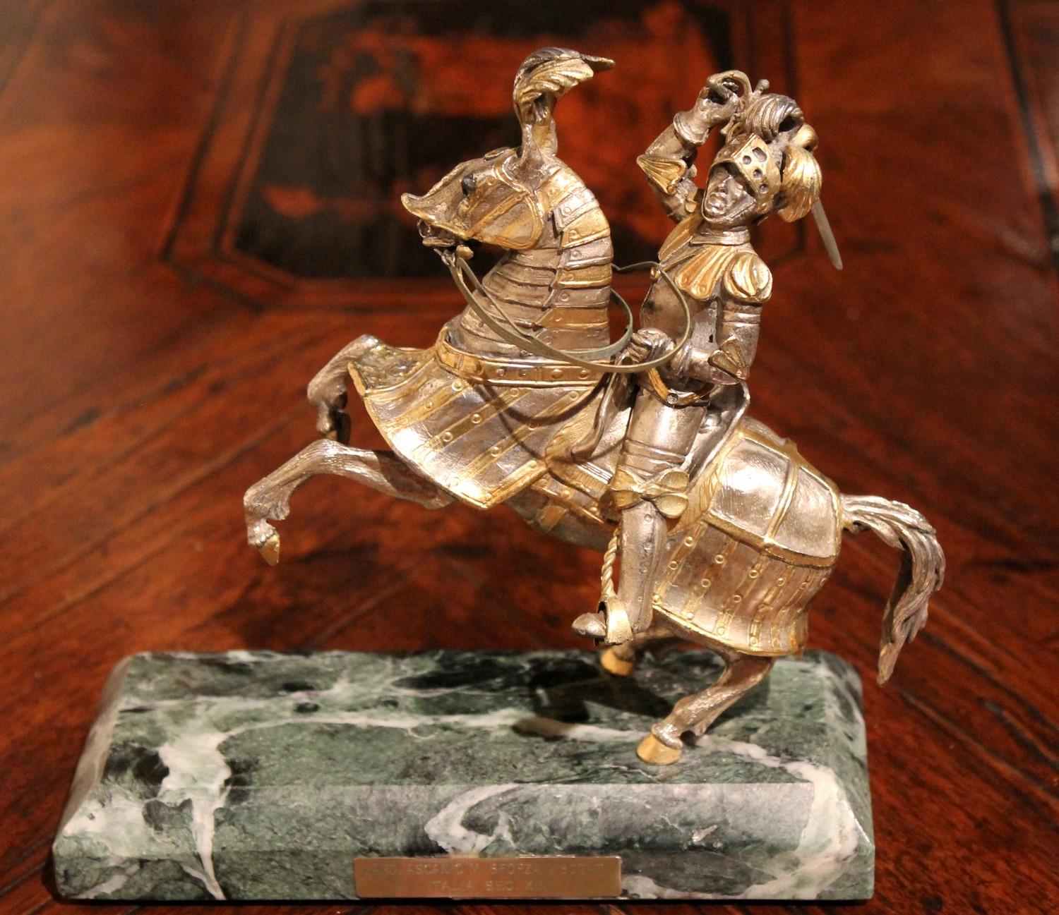 Antique Italian Sterling Silver Equestrian Knights Statues Figures on Horseback 5