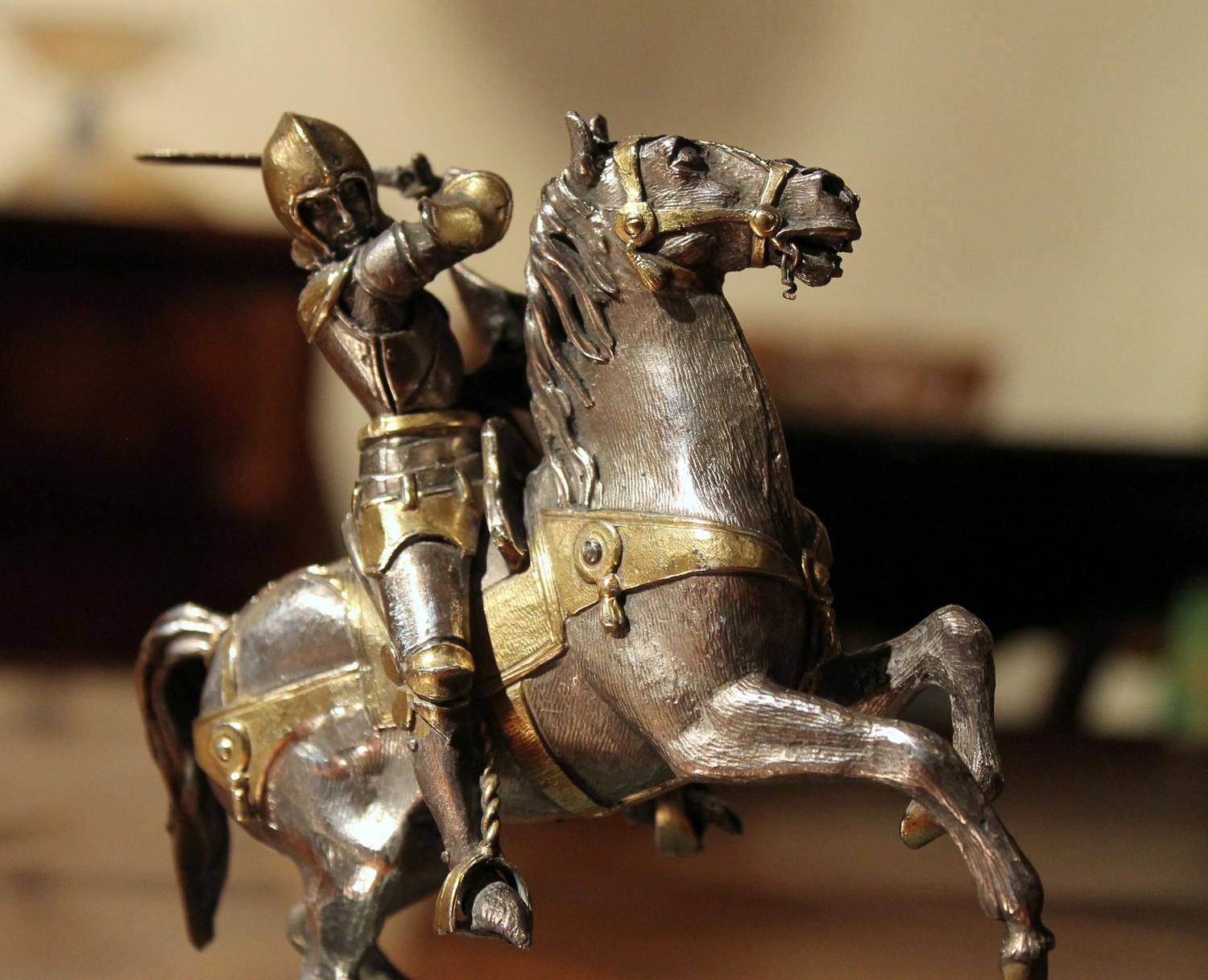 Antique Italian Sterling Silver Equestrian Knights Statues Figures on Horseback 11