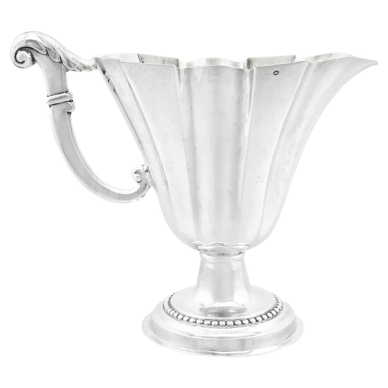 Antique Italian Sterling Silver Jug, Embossed Handle, Circa 1820
