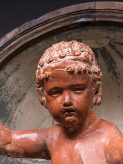 Antique Italian Stone Sculpture of a Youth or Putto, circa 1770 in a Zinc Apse