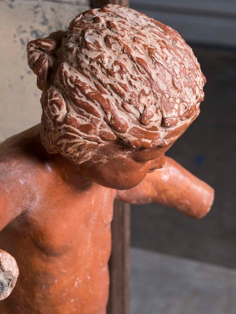 Antique Italian Stone Sculpture of a Youth or Putto, circa 1770 in a