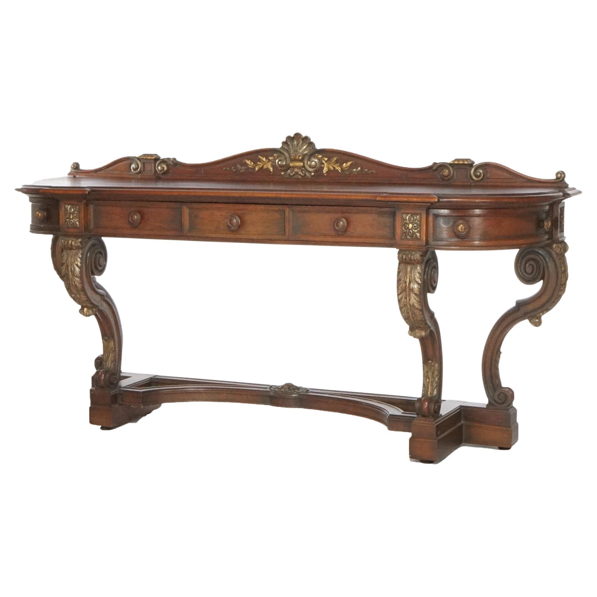 Antique Italian Style Carved Oak & Giltwood Sideboard, circa 1910 For Sale
