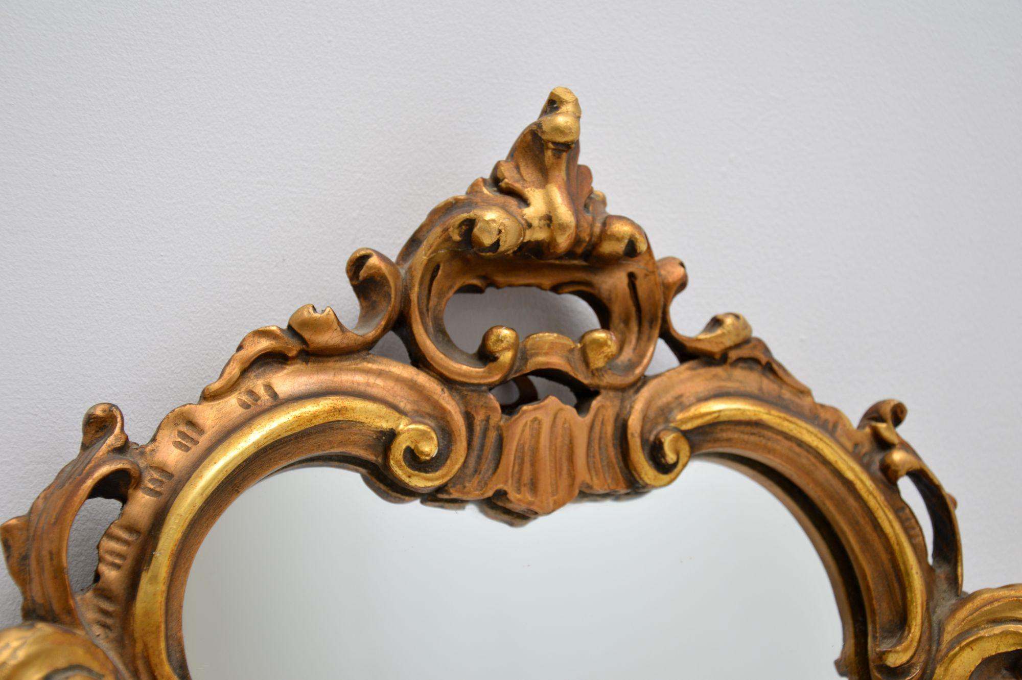 Rococo Antique Italian Style Gilt Wood Mirror