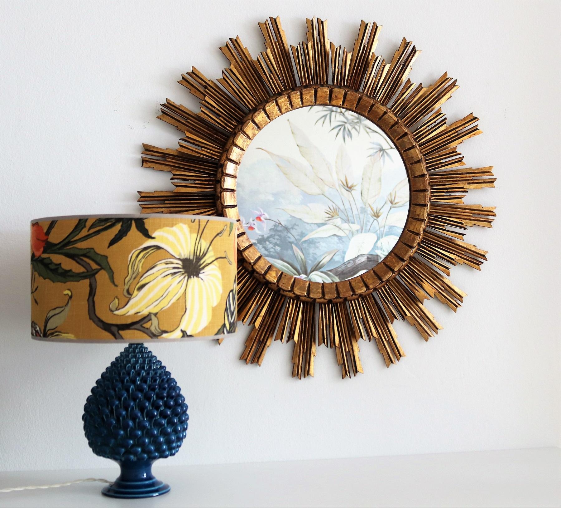 Mid-Century Modern Midcentury Italian Sunburst Giltwood Wall Mirror, 1950s