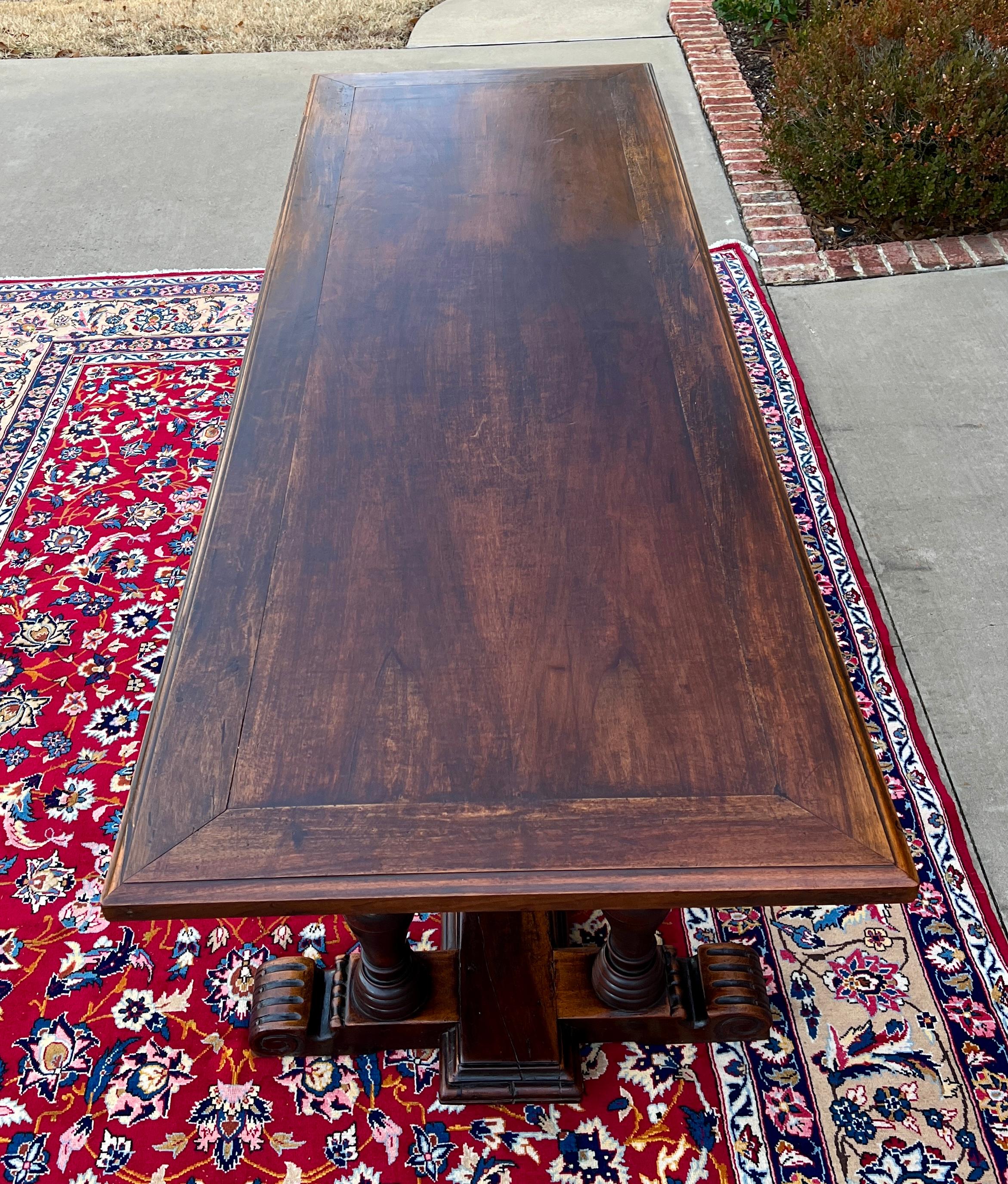 Antique Italian Table Dining Library Conference Table Desk Walnut 98