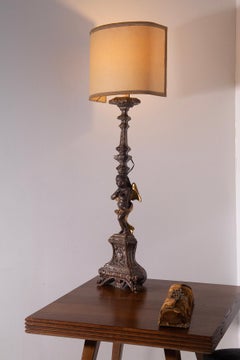 Antique Italian table lamp 1700's gilded wood